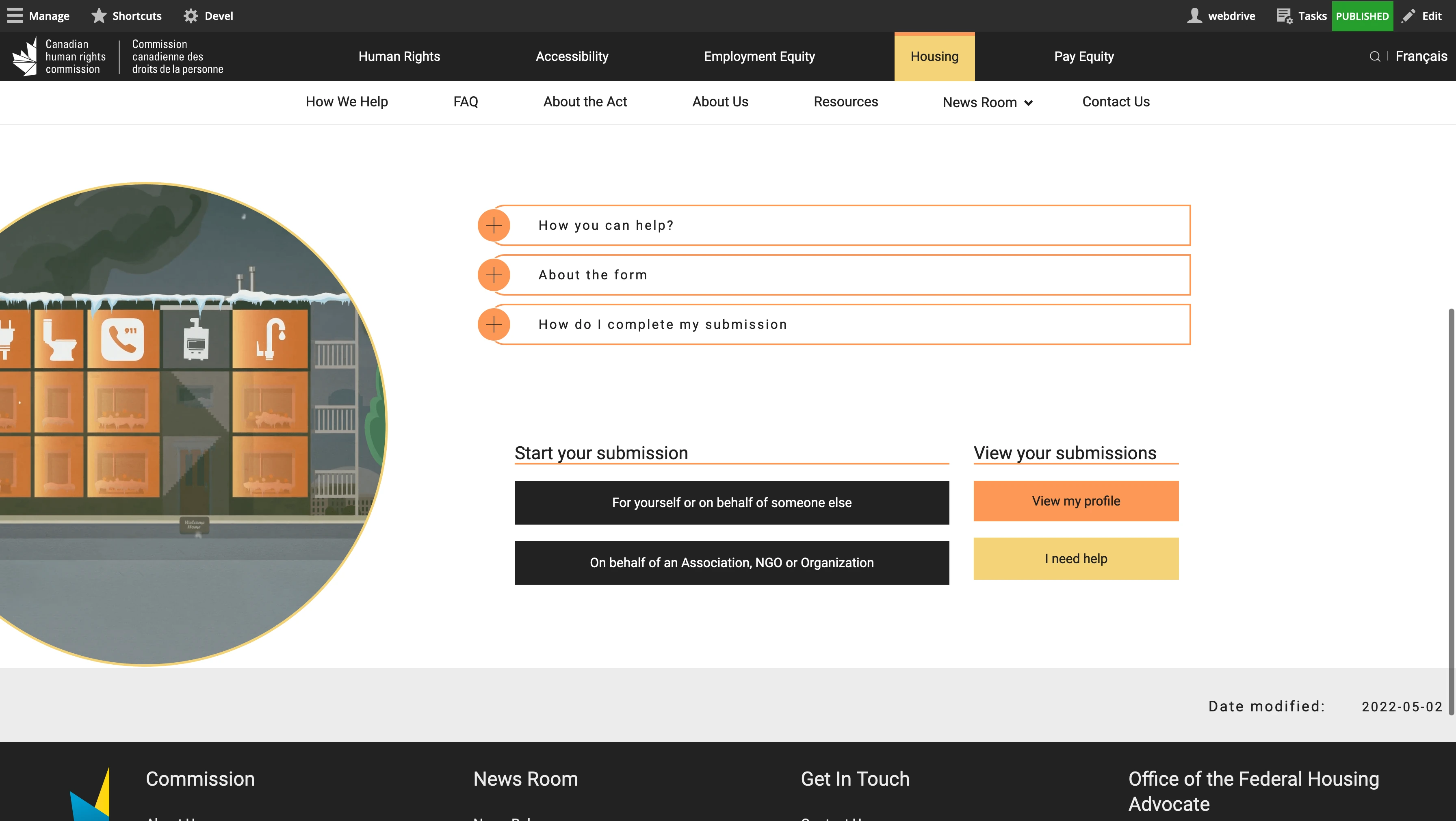 Housing new submission dashboard