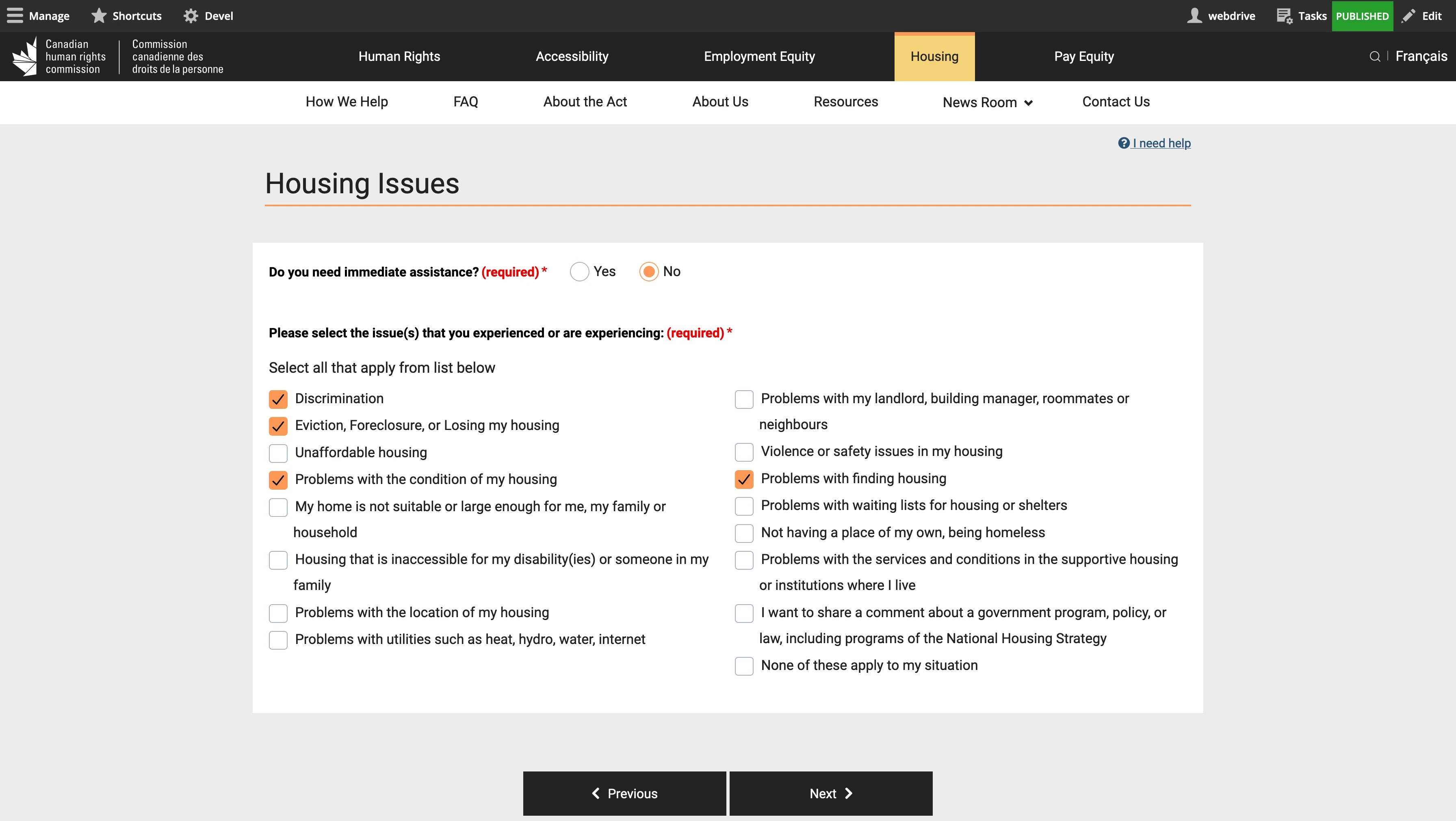 Housing issue submission